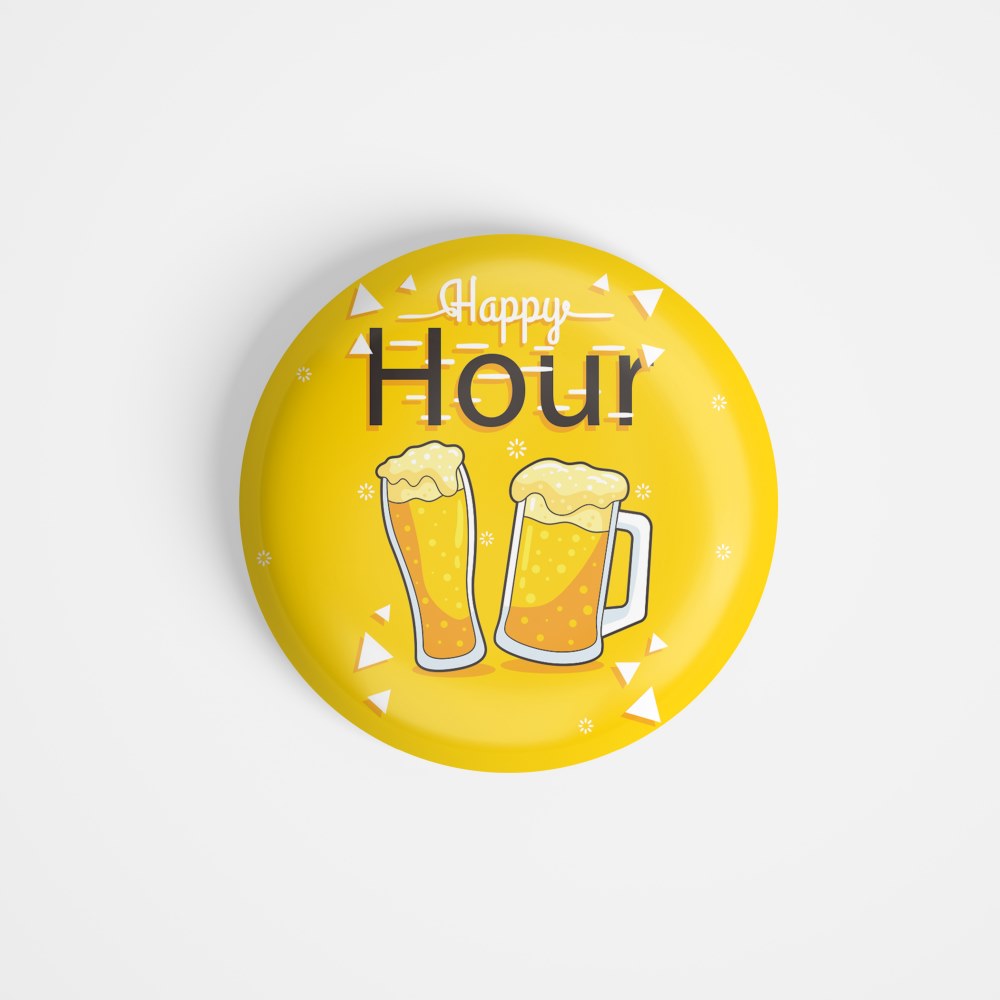 dhcrafts Round Fridge Magnet Yellow Hour Glossy Finish Design Pack of 1 (58 mm)